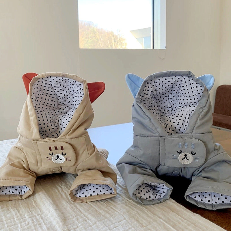 KFX-4145853 Small Pet Coat for Puppies and Kittens - Beige, Cloud Blue, Brown - Sizes XS to XL