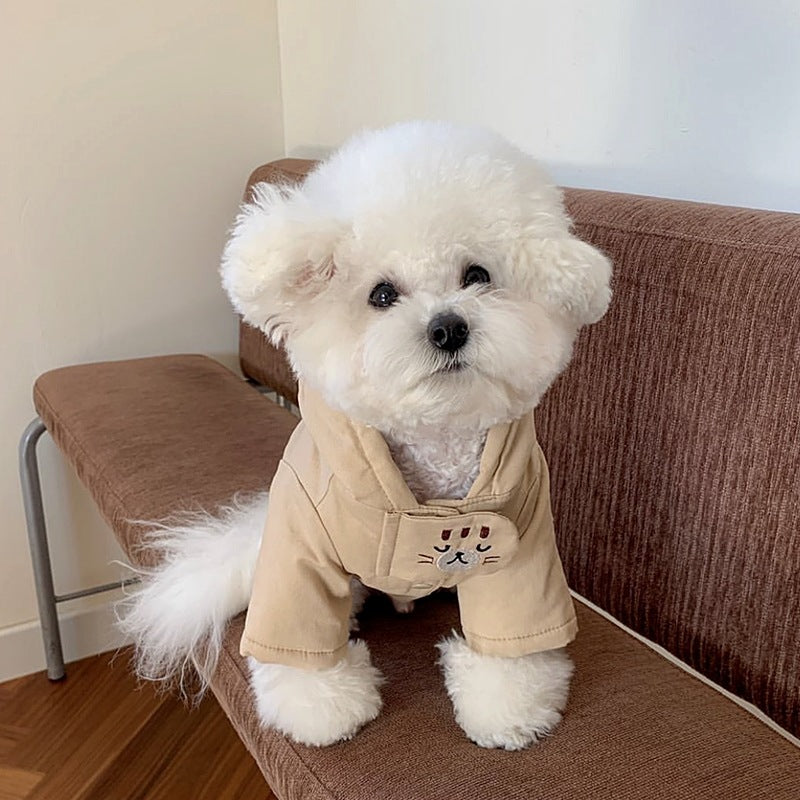 KFX-4145853 Small Pet Coat for Puppies and Kittens - Beige, Cloud Blue, Brown - Sizes XS to XL