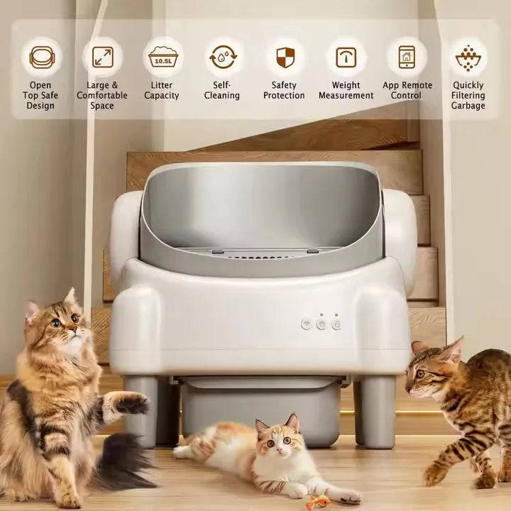 KFX-414867 Self-Cleaning Automatic Cat Litter Box with Large Capacity and Odor Control