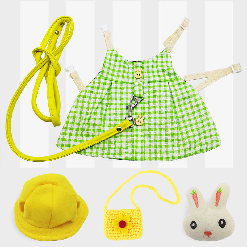 KFX-4149437 Lop-Eared Rabbit Outfit with Tow Rope - Cotton Bunny Clothes for All Sizes