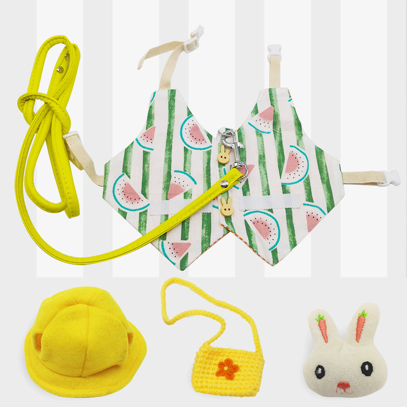KFX-4149437 Lop-Eared Rabbit Outfit with Tow Rope - Cotton Bunny Clothes for All Sizes