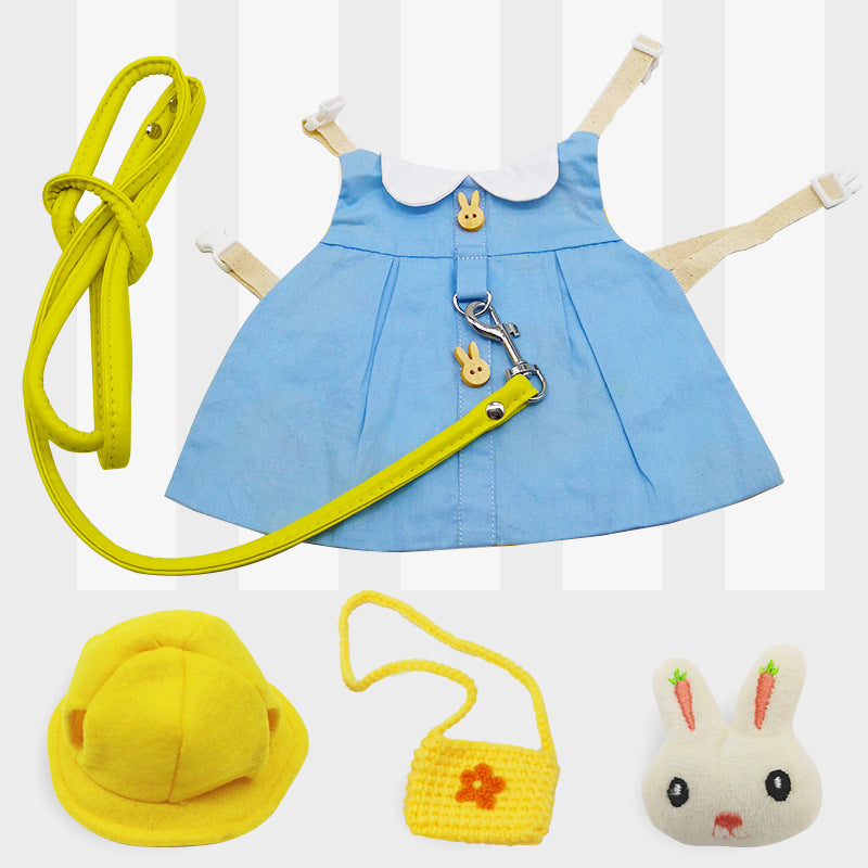 KFX-4149437 Lop-Eared Rabbit Outfit with Tow Rope - Cotton Bunny Clothes for All Sizes