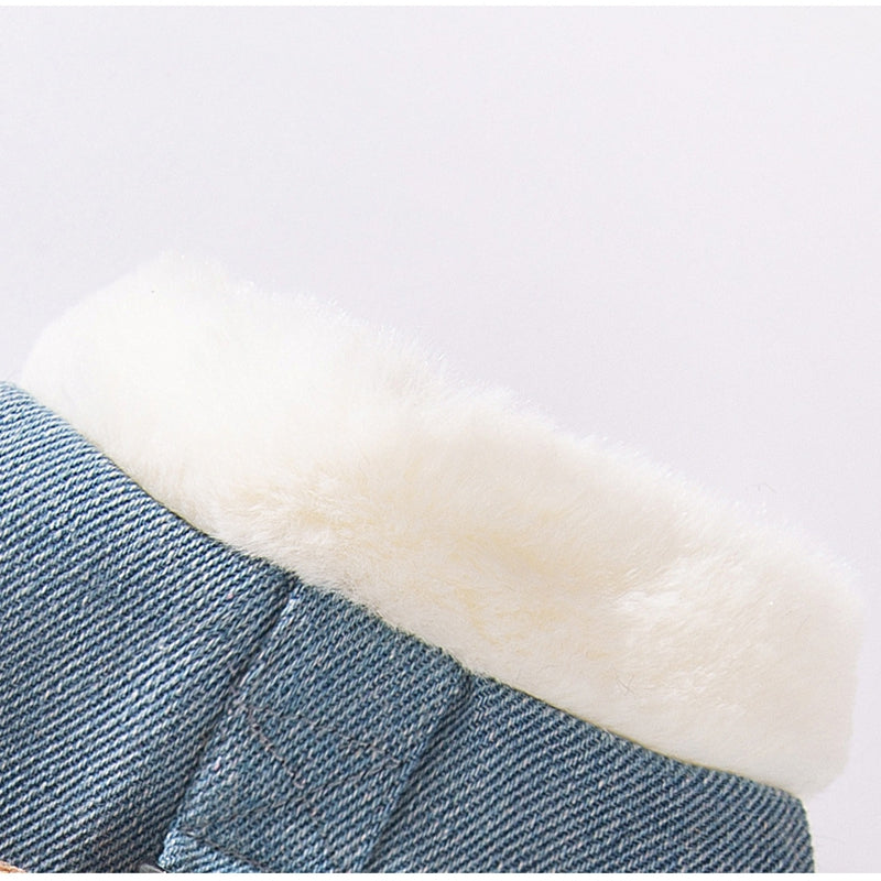 KFX-4149821 Three-Dimensional Bear Denim Vest for Dogs and Cats, Warm Cotton Coat for Autumn and Winter