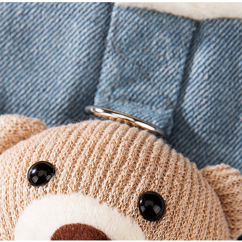 KFX-4149821 Three-Dimensional Bear Denim Vest for Dogs and Cats, Warm Cotton Coat for Autumn and Winter