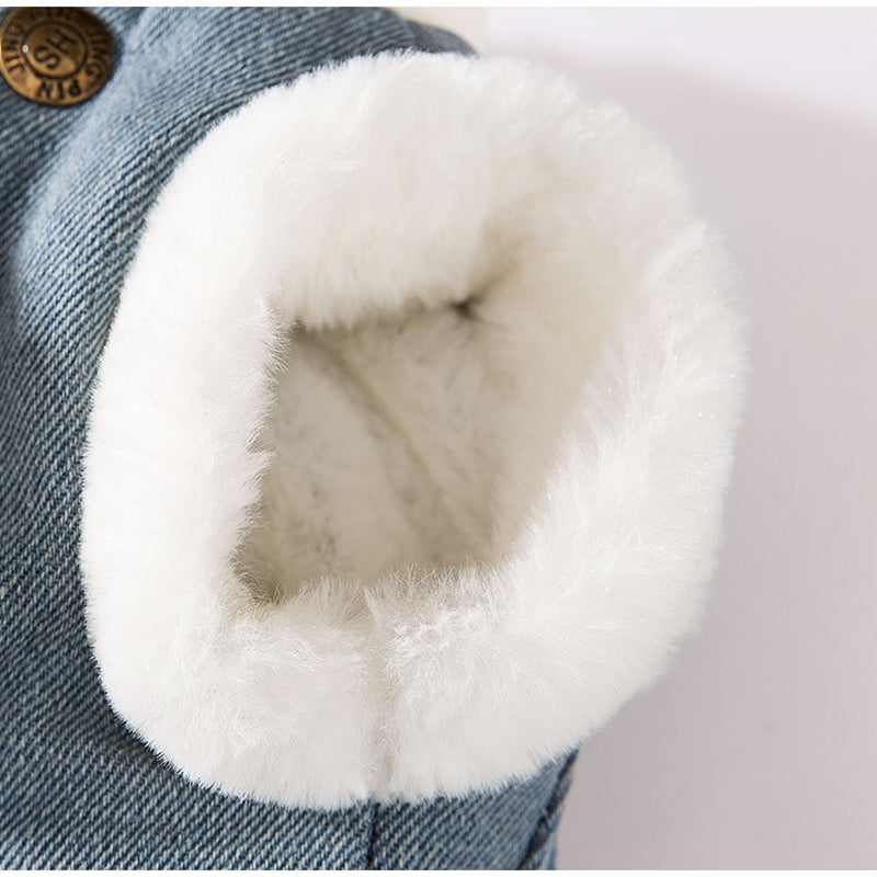 KFX-4149821 Three-Dimensional Bear Denim Vest for Dogs and Cats, Warm Cotton Coat for Autumn and Winter