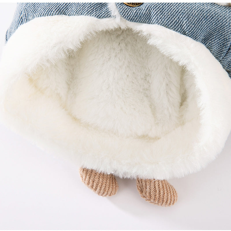KFX-4149821 Three-Dimensional Bear Denim Vest for Dogs and Cats, Warm Cotton Coat for Autumn and Winter
