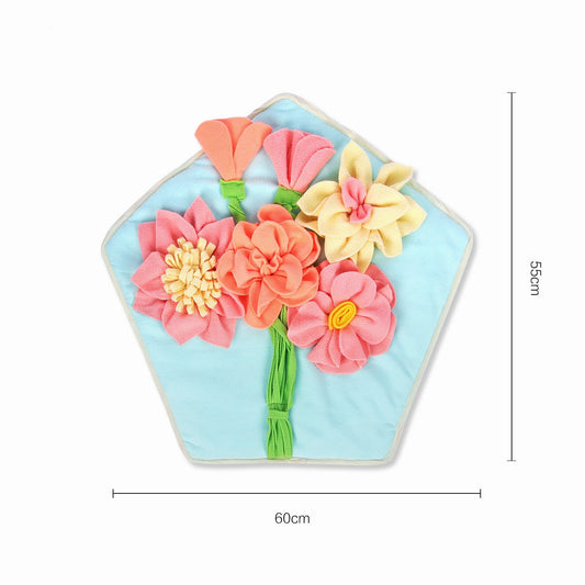 KFX-4151869 Pentagonal Pet Sniffing Mat for Indoor Play, Non-Slip Polar Fleece Design, Washable and Durable, 55cm x 60cm