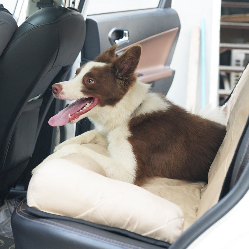 KFX-4153277 Khaki Cotton Dog Bed for Rear Car Use - Comfortable and Durable Mat