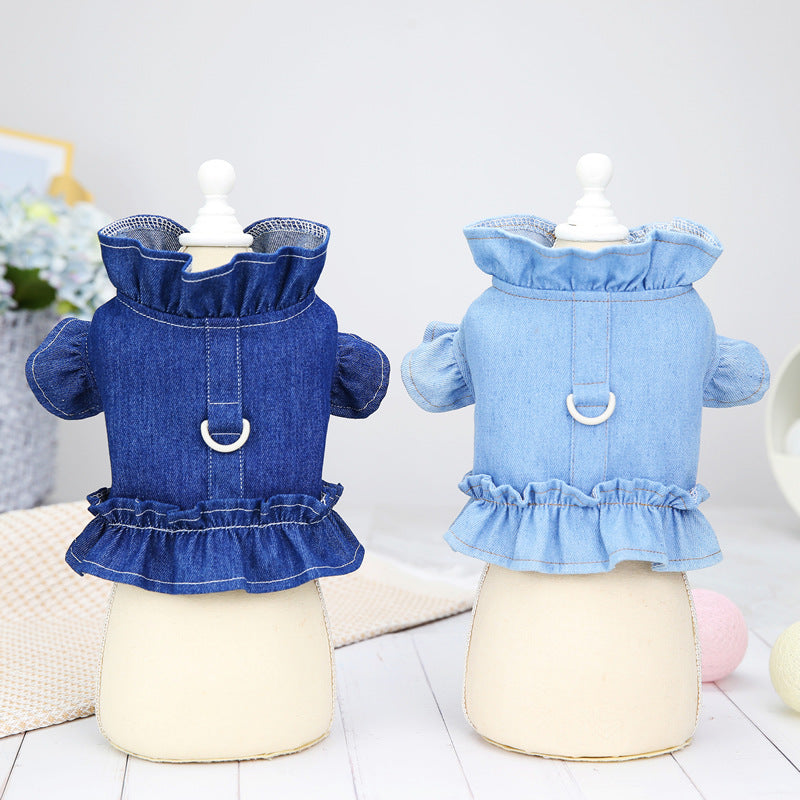 KFX-4153405 Casual Cotton Vest for Dogs - Denim Chest and Back, Available in Dark Blue and Light Blue, Sizes S to XXL