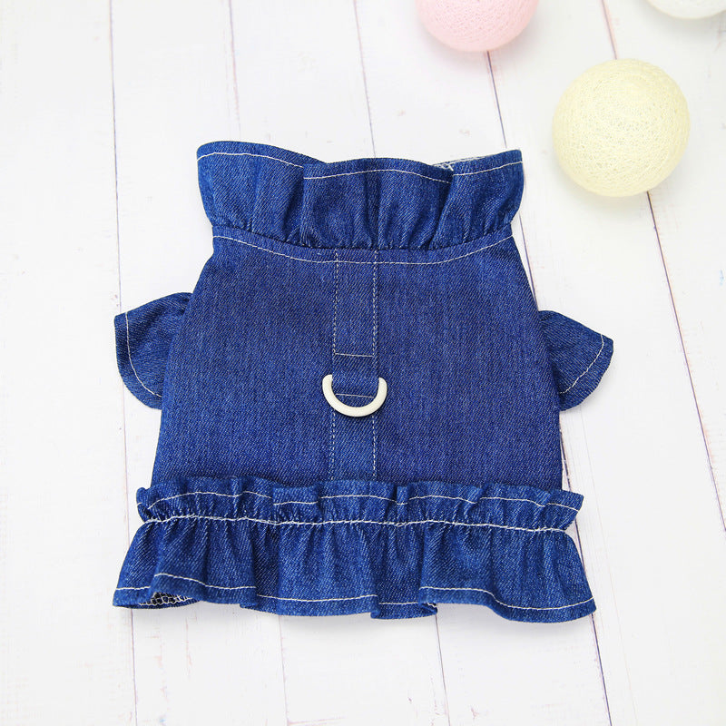 KFX-4153405 Casual Cotton Vest for Dogs - Denim Chest and Back, Available in Dark Blue and Light Blue, Sizes S to XXL