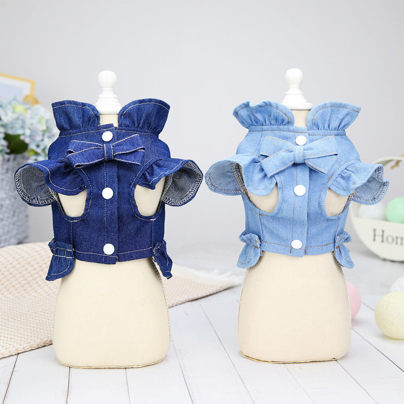 KFX-4153405 Casual Cotton Vest for Dogs - Denim Chest and Back, Available in Dark Blue and Light Blue, Sizes S to XXL