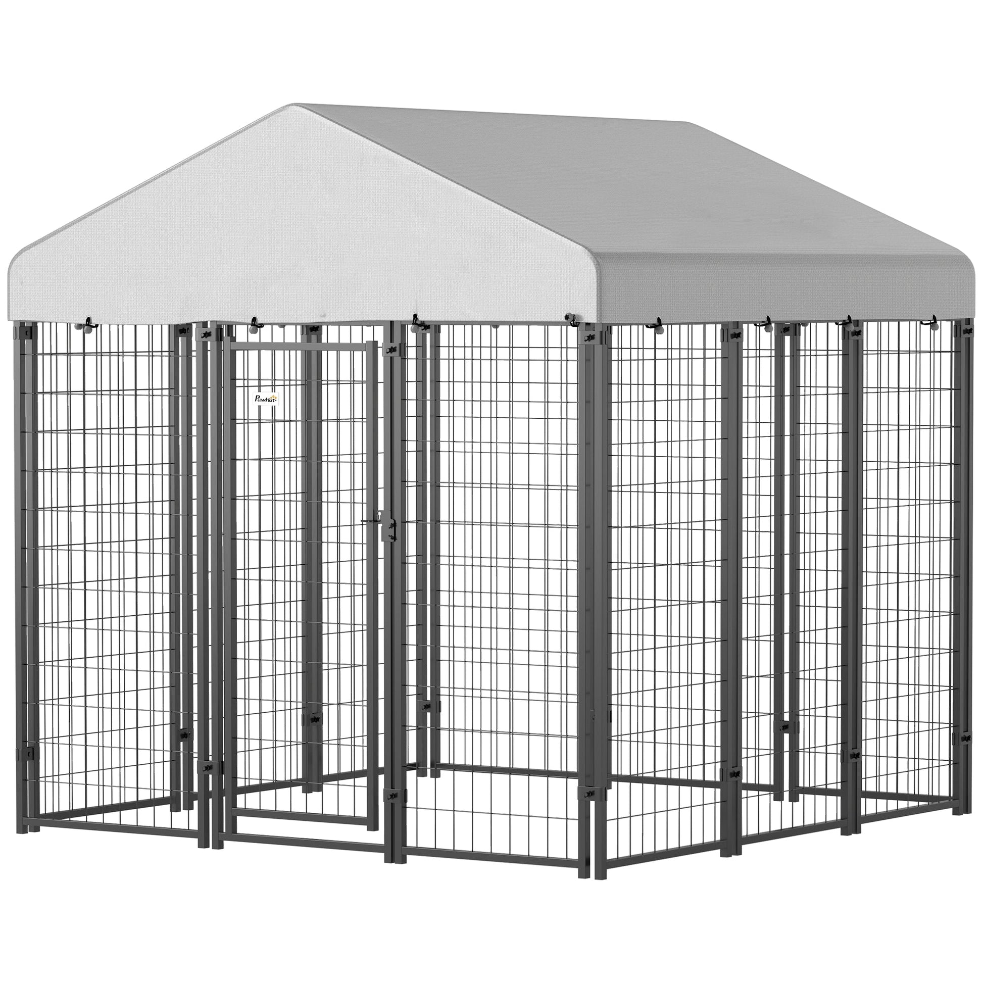 KFX-4154685 Large Outdoor Dog Kennel with Roof, Escape-proof Lock, Waterproof & UV-Resistant Cover, 6' x 6' x 6'