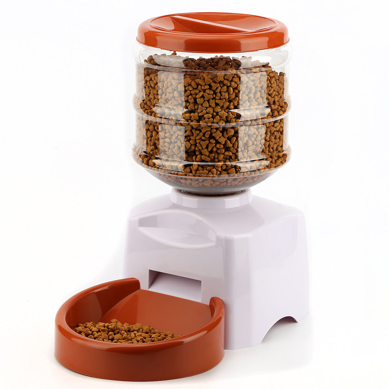 KFX-4154813 Automatic Pet Food Dispenser with Timing Function, 5.5L Capacity, Plastic Feed Container in Black and Red