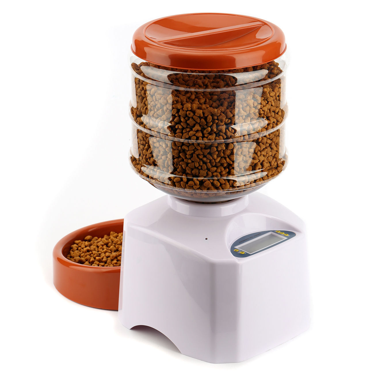 KFX-4154813 Automatic Pet Food Dispenser with Timing Function, 5.5L Capacity, Plastic Feed Container in Black and Red