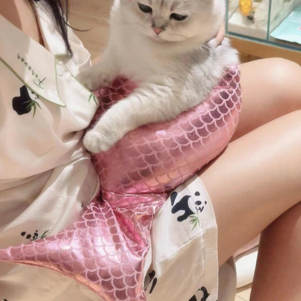 KFX-4155069 Pink Mermaid Tail Fishtail Cat Costume - Available in Sizes S, M, L, Made of Polyester, Japanese and Korean Style