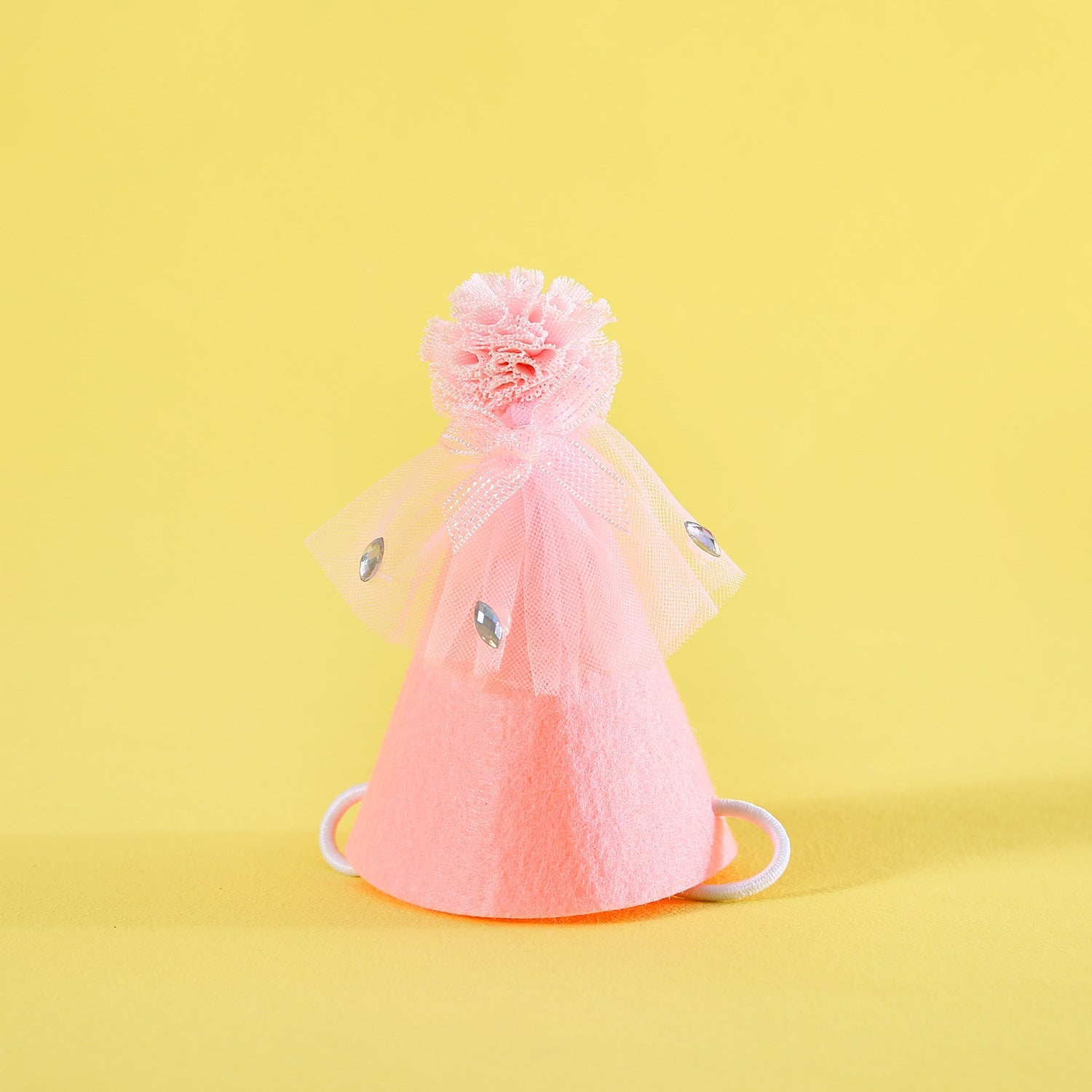 KFX-4155837 Rhinestone Two-Piece Cat Outfit with Bib and Hat - Available in Pink, Blue, and Yellow