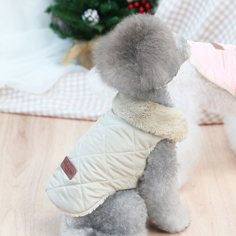 KFX-4157373 Cozy Cotton-Padded Jacket for Pets in Pink, Dark Green, and Beige
