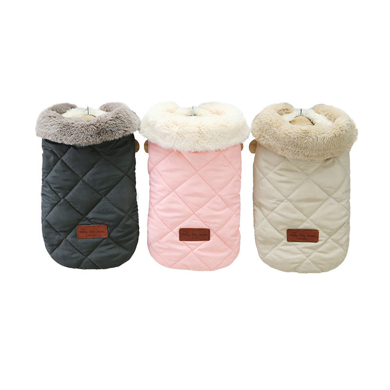 KFX-4157373 Cozy Cotton-Padded Jacket for Pets in Pink, Dark Green, and Beige