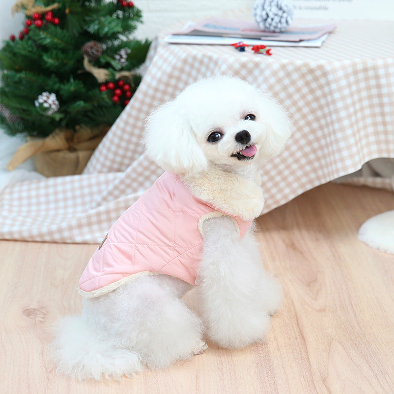 KFX-4157373 Cozy Cotton-Padded Jacket for Pets in Pink, Dark Green, and Beige