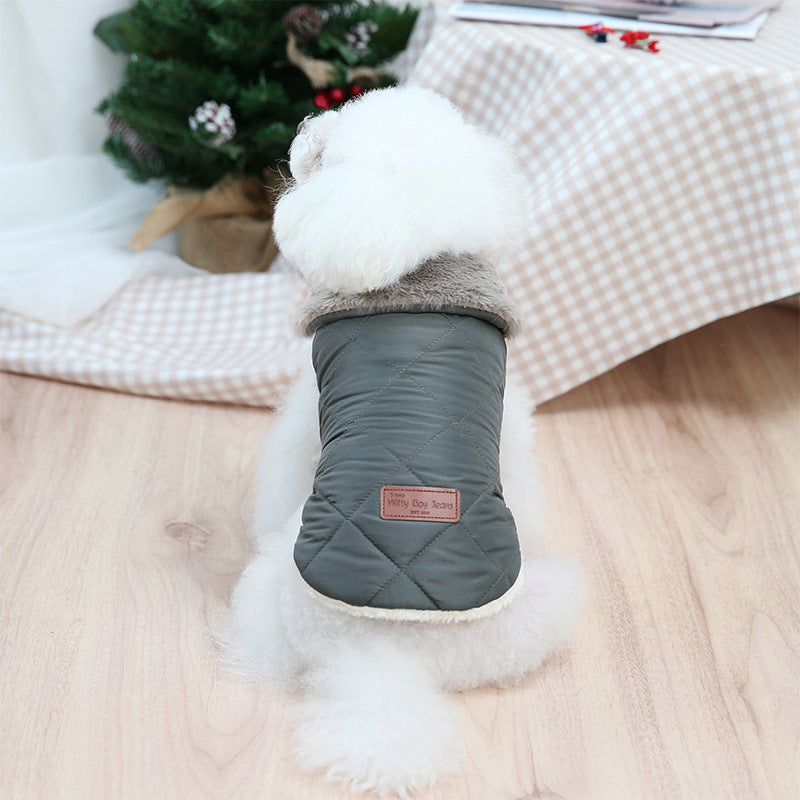 KFX-4157373 Cozy Cotton-Padded Jacket for Pets in Pink, Dark Green, and Beige
