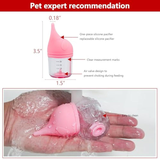 KFX-4158269 Soft Silicone Pet Nursing Bottle for Kittens and Puppies - Anti-Choking Design, Accurate Measurement Marks, Multiple Sizes