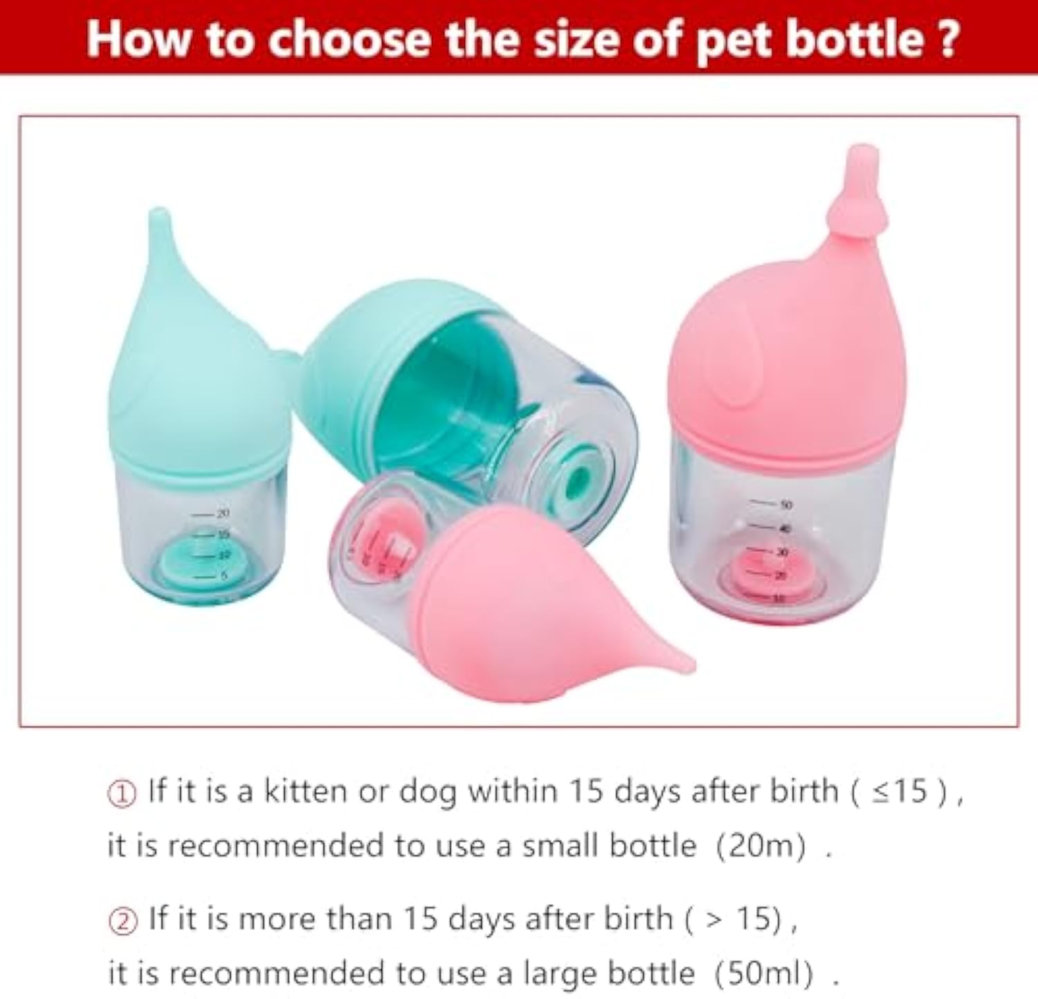 KFX-4158269 Soft Silicone Pet Nursing Bottle for Kittens and Puppies - Anti-Choking Design, Accurate Measurement Marks, Multiple Sizes