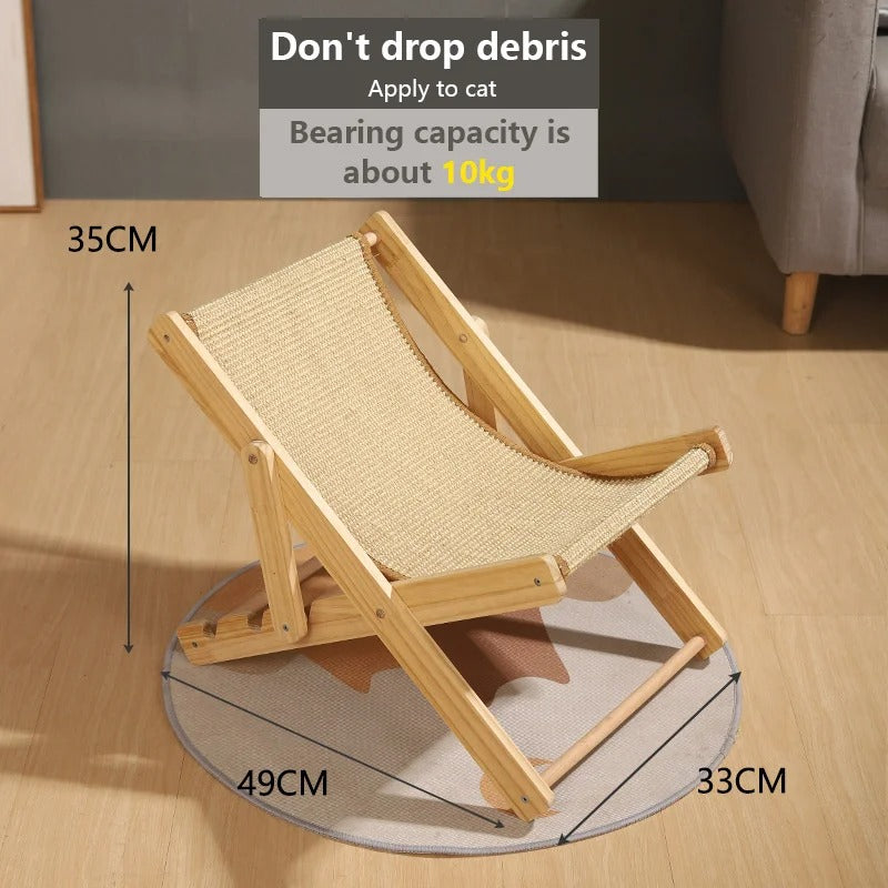KFX-4158397 Solid Wood Cat Climbing Frame Recliner in Canvas and Sisal Styles