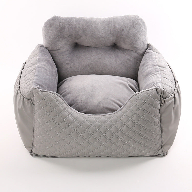 KFX-4160829 Portable Pet Dog Car Kennel with Cushion - Available in Gray, Pink, and Brown