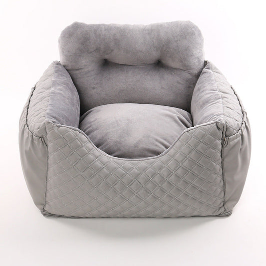 KFX-4160829 Portable Pet Dog Car Kennel with Cushion - Available in Gray, Pink, and Brown