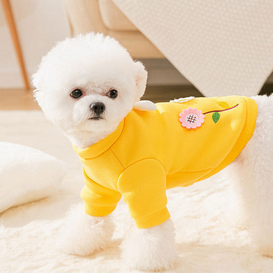 KFX-4161853 Three-Dimensional Flower Embroidered Sweater for Small Pets - Stylish Milk Shreds Design