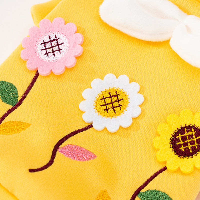 KFX-4161853 Three-Dimensional Flower Embroidered Sweater for Small Pets - Stylish Milk Shreds Design