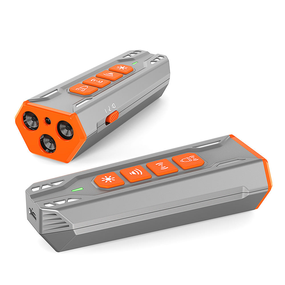 KFX-4162237 Three-Head Ultrasonic Dog Trainer - Adjustable Sensitivity, Durable ABS Material, Available in Gray/Orange or Black/Orange