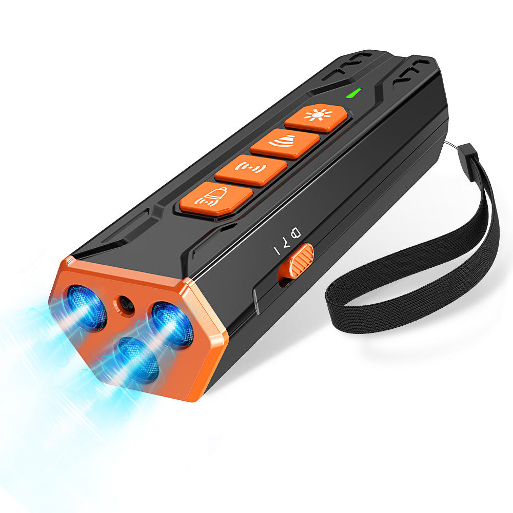 KFX-4162237 Three-Head Ultrasonic Dog Trainer - Adjustable Sensitivity, Durable ABS Material, Available in Gray/Orange or Black/Orange