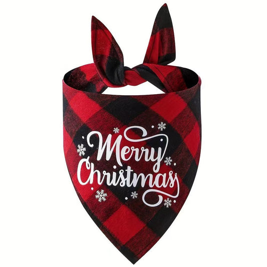 KFX-4162365 Plaid Christmas Triangular Pet Scarf in Various Holiday Designs