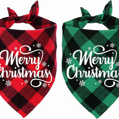 KFX-4162365 Plaid Christmas Triangular Pet Scarf in Various Holiday Designs