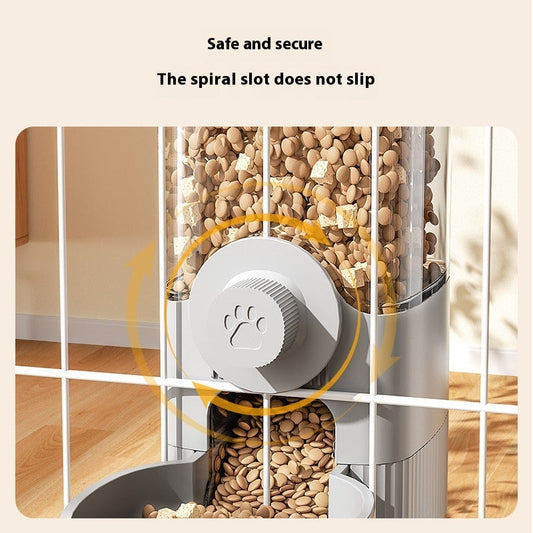 KFX-4162621 Automatic Pet Feeder and Water Bowl Set - Hanging Stainless Steel Design - 520ml & 1200ml Options in Gray and Blue
