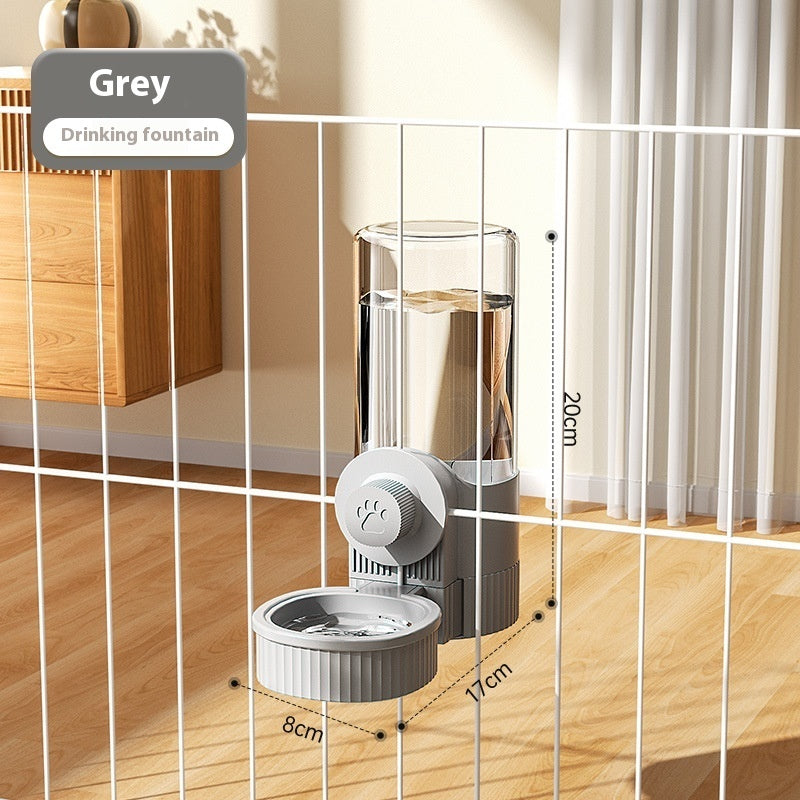 KFX-4162621 Automatic Pet Feeder and Water Bowl Set - Hanging Stainless Steel Design - 520ml & 1200ml Options in Gray and Blue