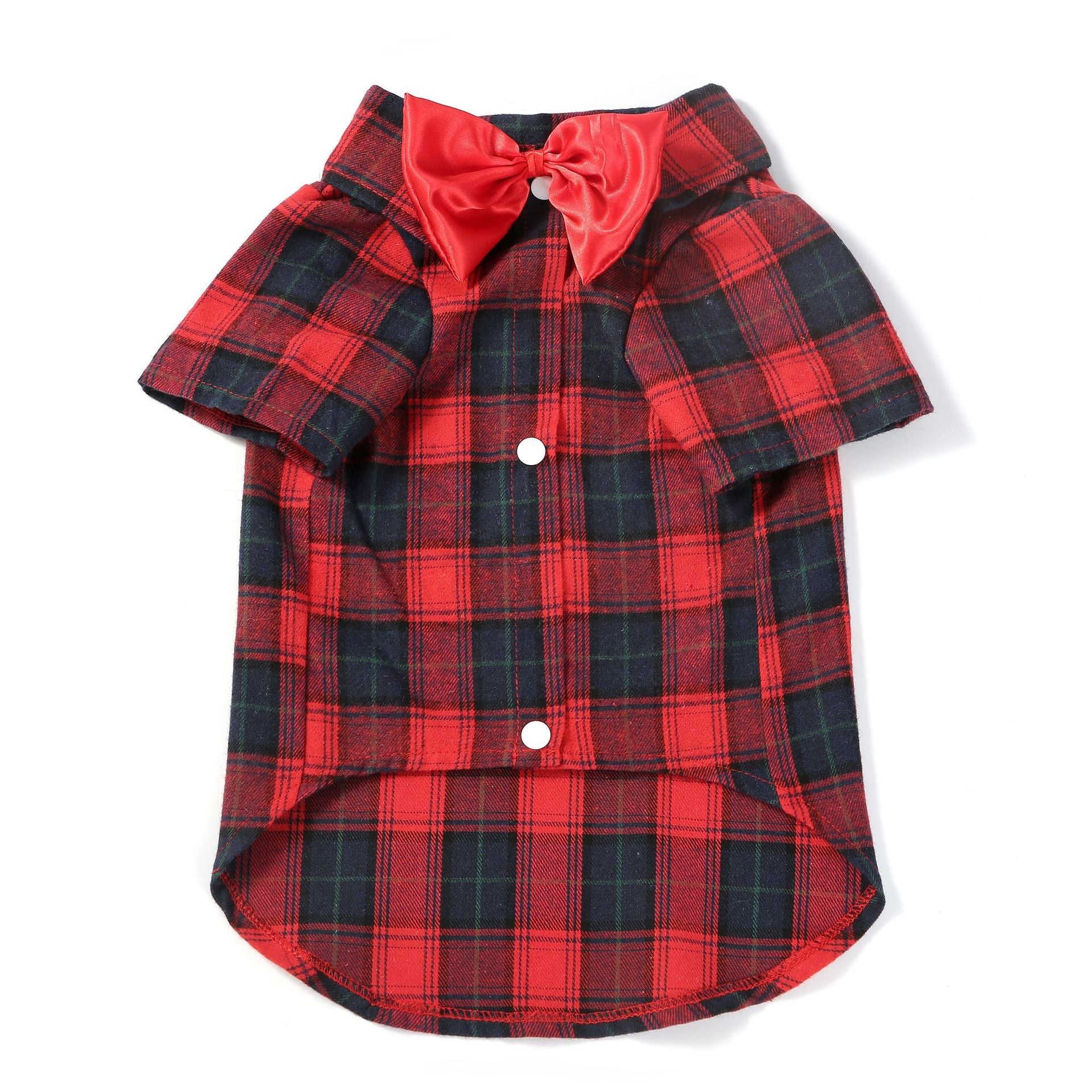 KFX-4163133 Elegant Plaid Dog Shirt for Small and Medium-Sized Dogs with Bow Tie Options