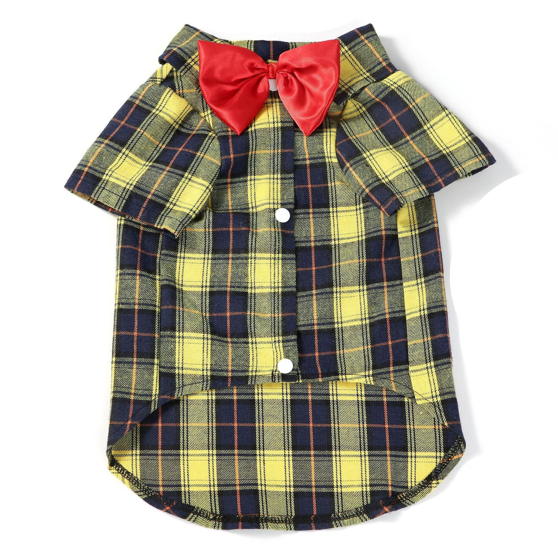 KFX-4163133 Elegant Plaid Dog Shirt for Small and Medium-Sized Dogs with Bow Tie Options