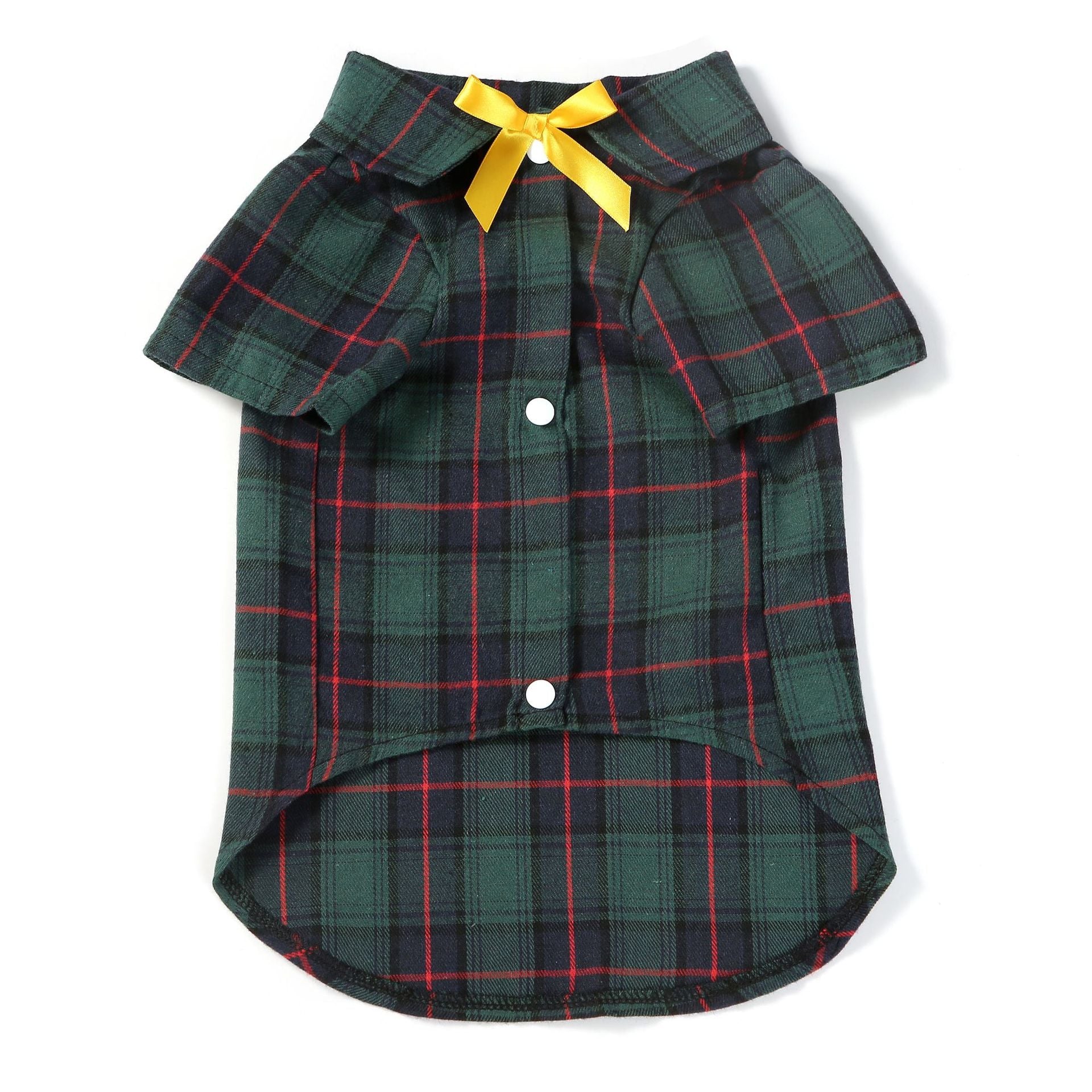 KFX-4163133 Elegant Plaid Dog Shirt for Small and Medium-Sized Dogs with Bow Tie Options
