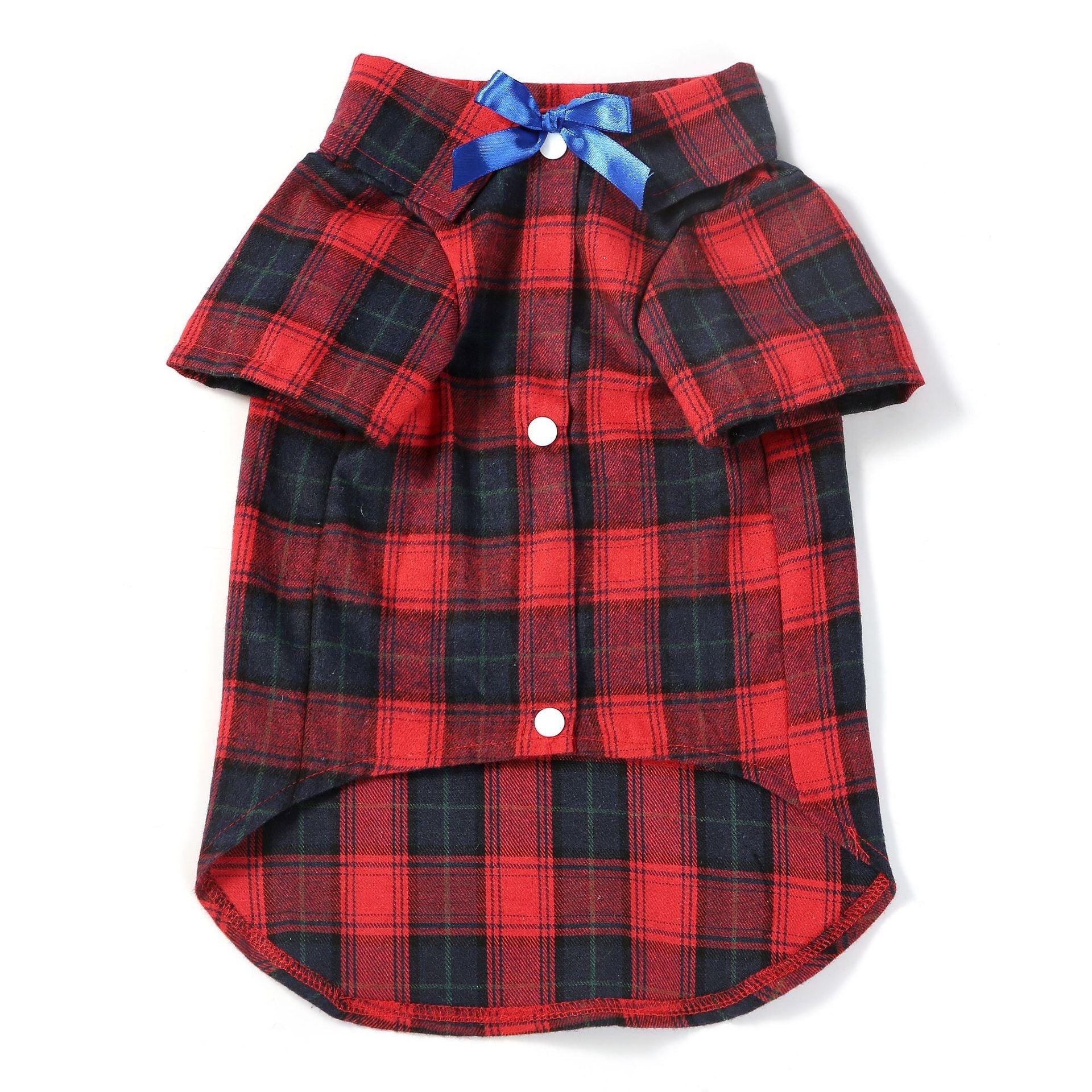 KFX-4163133 Elegant Plaid Dog Shirt for Small and Medium-Sized Dogs with Bow Tie Options