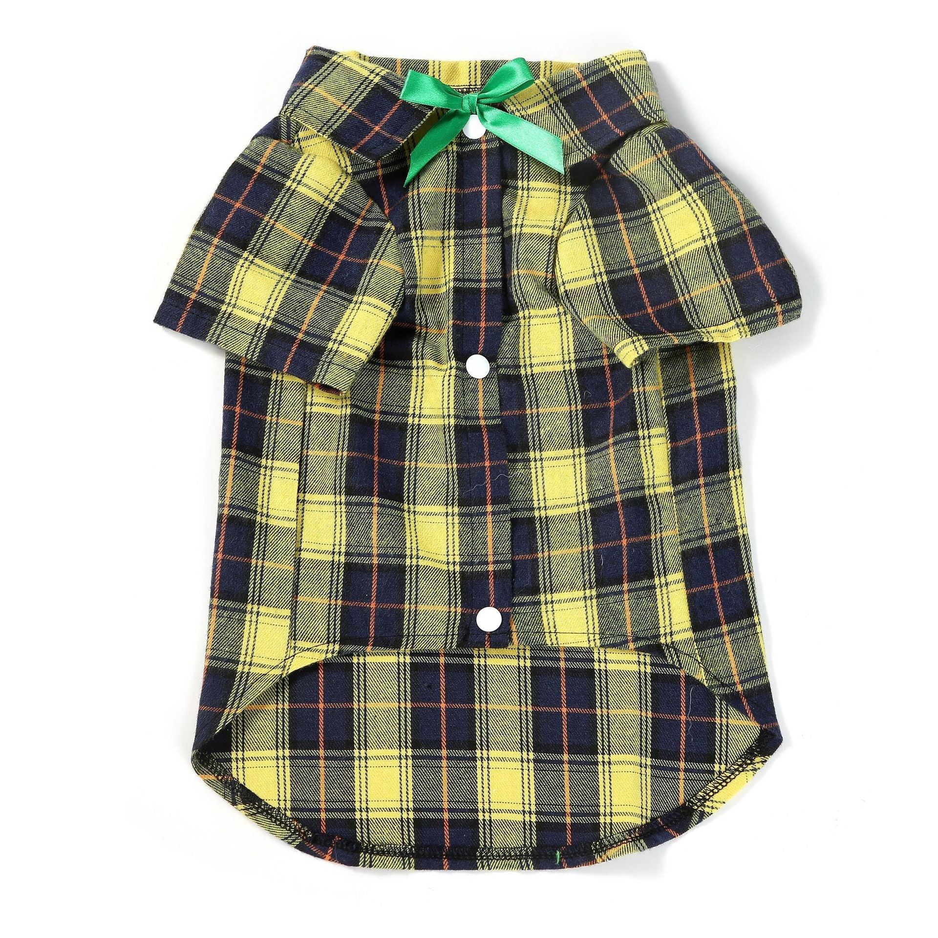 KFX-4163133 Elegant Plaid Dog Shirt for Small and Medium-Sized Dogs with Bow Tie Options