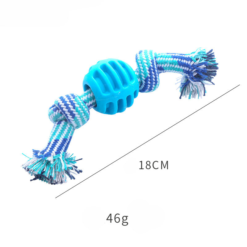 KFX-4164029 Durable Dog Chew Toy with Rope for Teeth Cleaning and Oral Health Protection - Blue