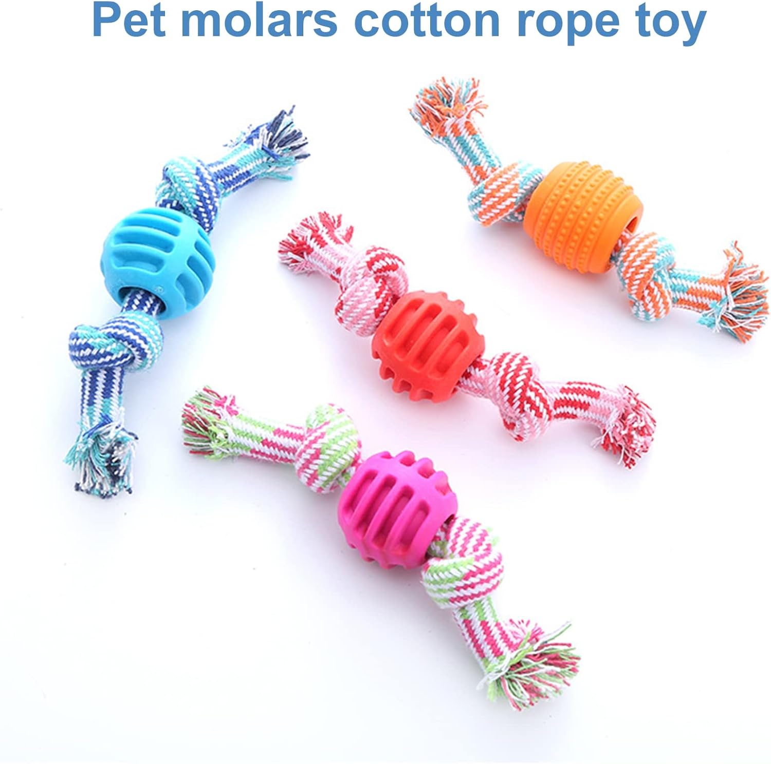 KFX-4164029 Durable Dog Chew Toy with Rope for Teeth Cleaning and Oral Health Protection - Blue