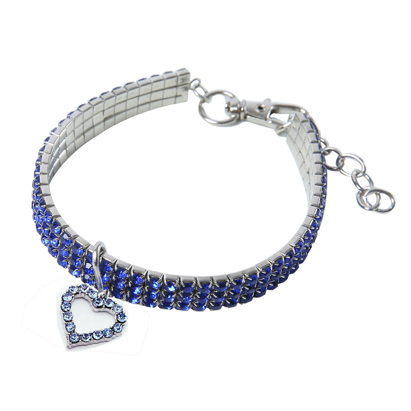KFX-4164541 Elastic Pet Dog Necklace in White, Pink, and Blue - Adjustable Sizes S, M, L - Stylish Alloy Accessory