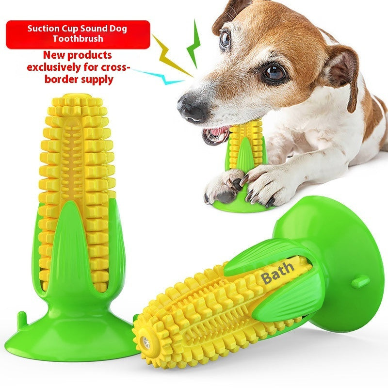 KFX-4165181 Durable Dog Molar Chew Toy - TPR Silicone Corn Dog Shape for Teeth Cleaning