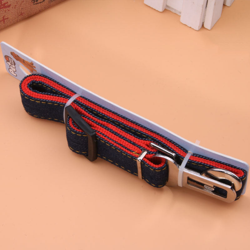 KFX-4166333 Retractable Pet Seat Belt for Cars - Nylon Safety Leash in Blue, Black, or Red (45-66CM)