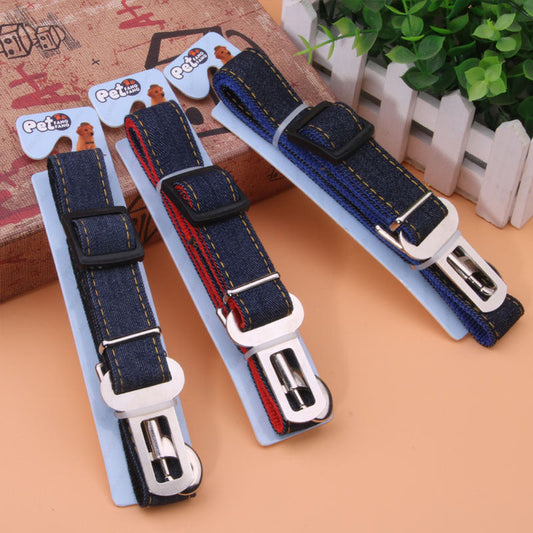 KFX-4166333 Retractable Pet Seat Belt for Cars - Nylon Safety Leash in Blue, Black, or Red (45-66CM)