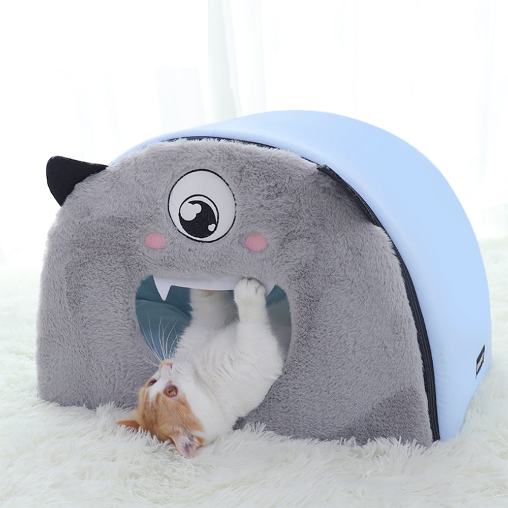KFX-4166589 Round Detachable Plush Cat Nest - Cute Cartoon Design for Comfortable Pet Resting