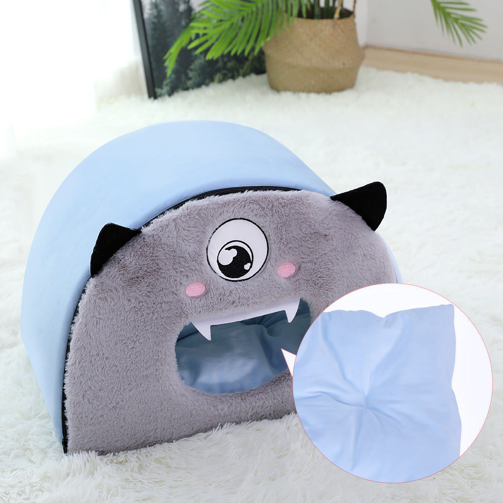 KFX-4166589 Round Detachable Plush Cat Nest - Cute Cartoon Design for Comfortable Pet Resting